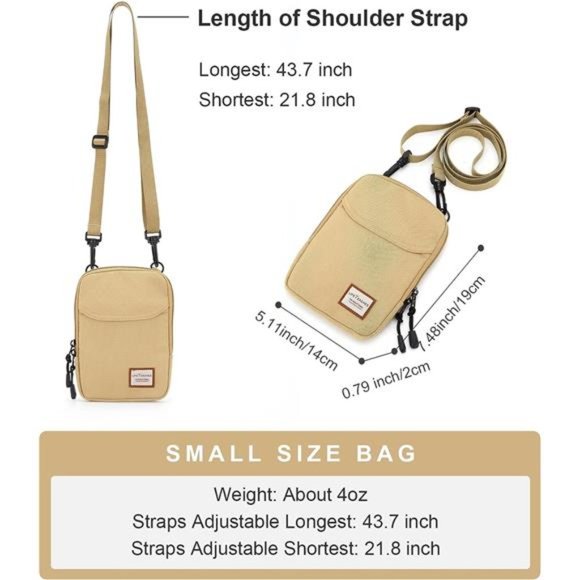 Small Crossbody Bag for Men, Mini Messenger Bag Shoulder Bag for Phone Passport - Picture 2 of 6